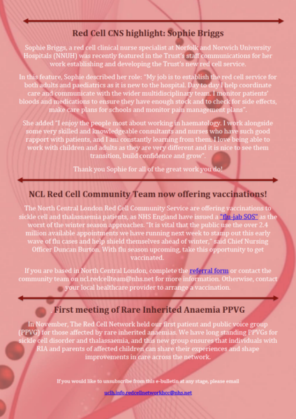 The Red Cell Network November 2025 e-bulletin
